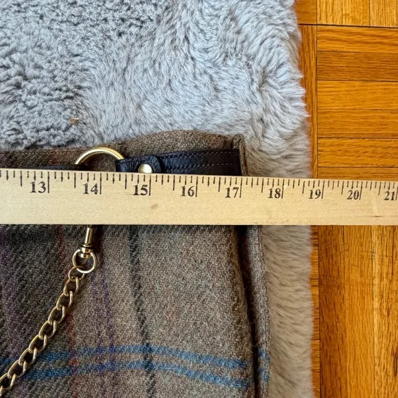RALPH LAUREN Vintage Plaid Wool Tweed Mini Skirt with Chain Belt Detail Size 7